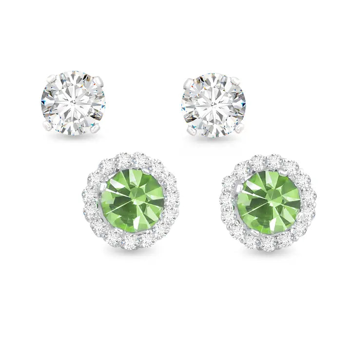 Amanda Blu Birthstone Earrings with Cz Halo Jacket & Clear Cz