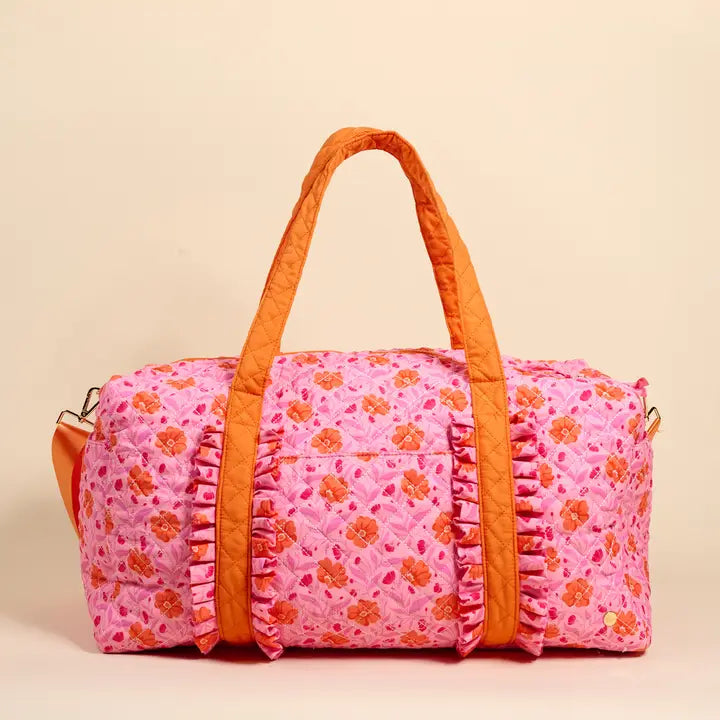 The Darling Effect On-The-Go Quilted Weekender Bag–Poppin' Petals Hot Pink