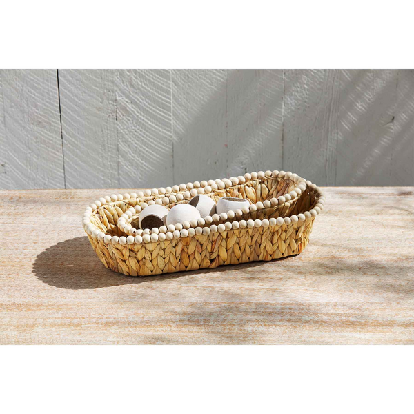 MUD PIE HYACINTH BEADED BREAD BASKET SET