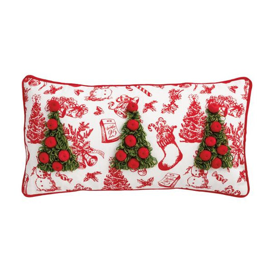 MUD PIE TRIPLE TREE EMBELLISHED PILLOW