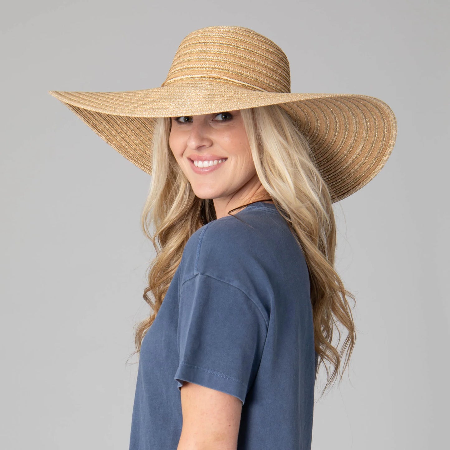 San Diego Hat Wide Brim Women's Floppy Sun Hat with Gold Lurex