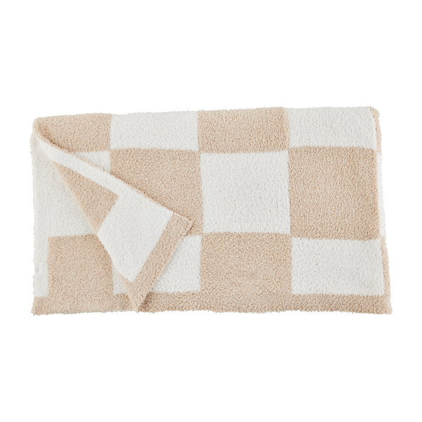 MUD PIE TAN CHENILLE CHECK BLANKET