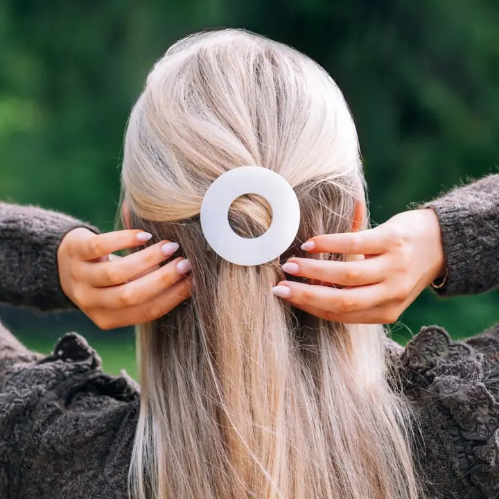 Teleties Coconut White | Small | Flat Circle Hair Clip