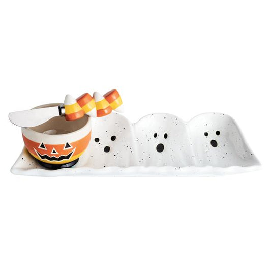 MUD PIE GHOST GLOW TIDBIT AND TRAY SET