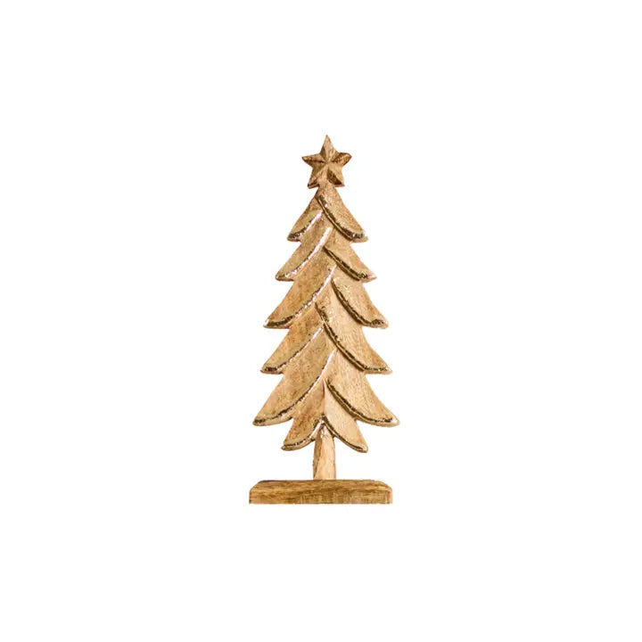 Mary Square Figurine Trimmed Gold Tree Small