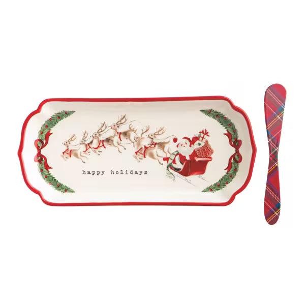 MUD PIE HAPPY HOLIDAYS EVERYTHING TRAY SET