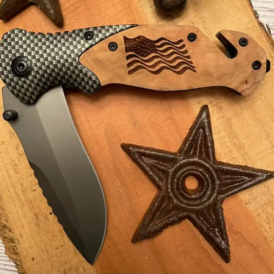 American Wavy Flag Knife