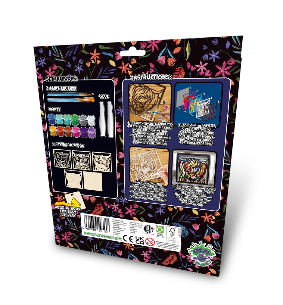 SPLAT PLANET WOODEN HIGHLAND COW ART CRAFT KIT