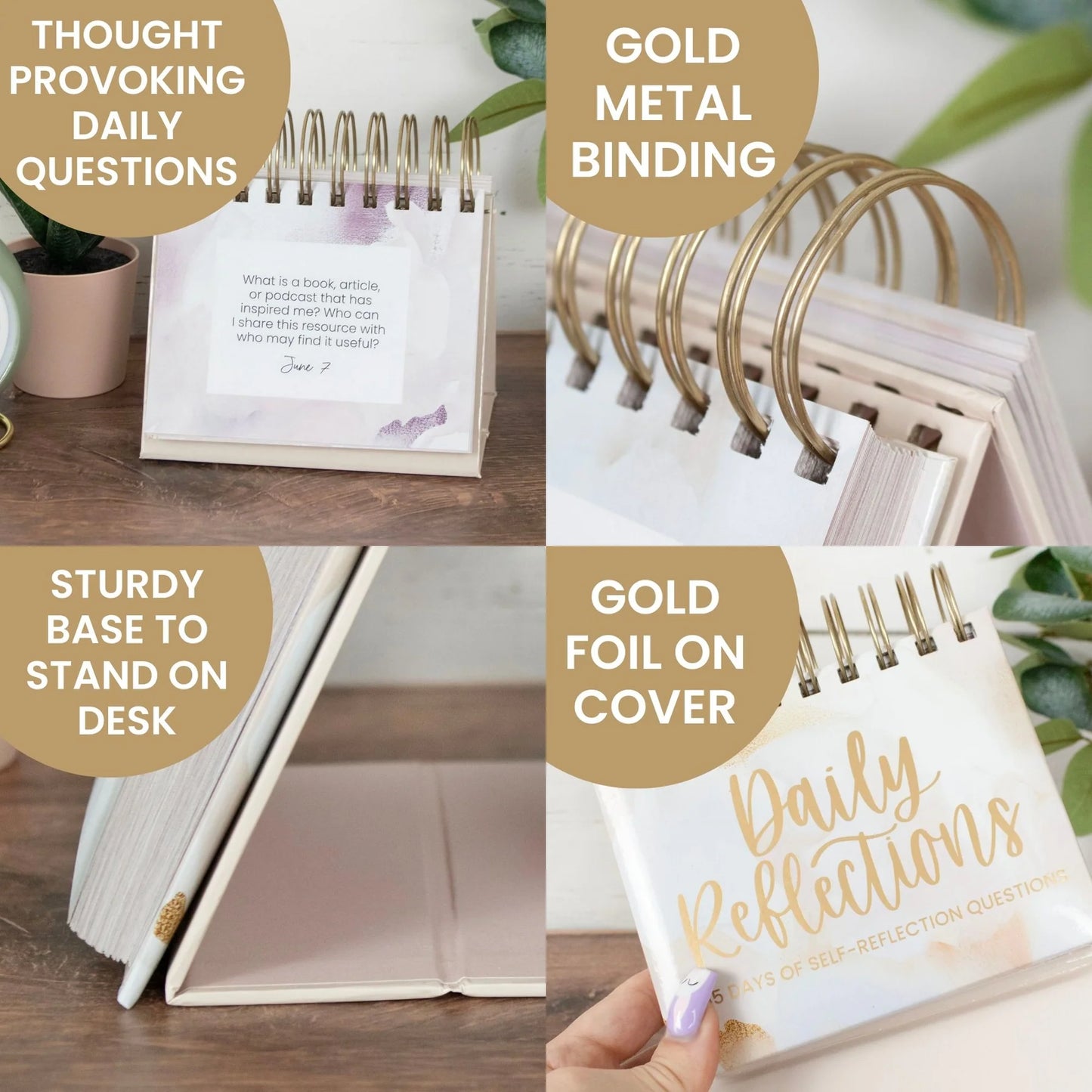 bloom Daily Planners Inspirational Perpetual Desk Easel, Daily Reflection Questions