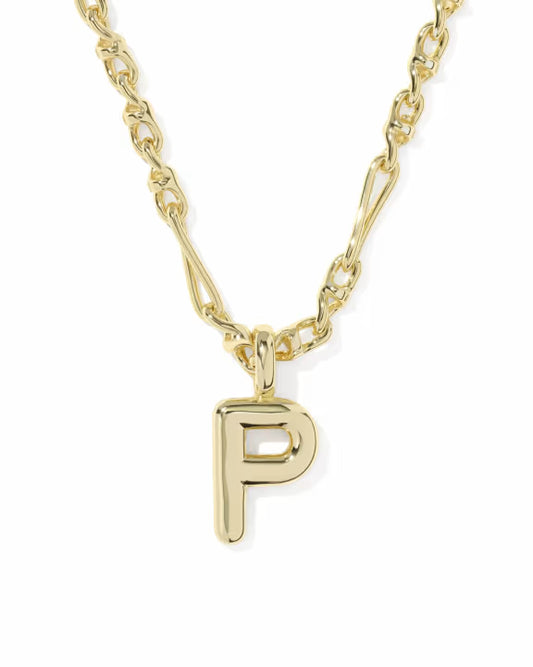 KENDRA SCOTT BUBBLE LETTER P SHORT PENDANT NECKLACE GOLD