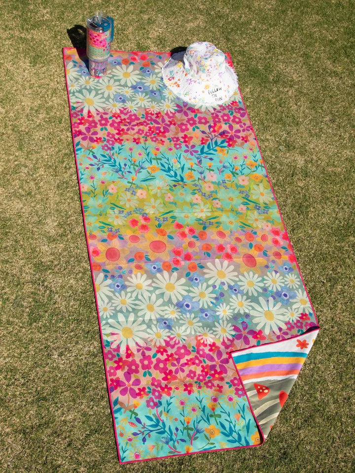 Natural Life Double-Sided Microfiber Beach Towel - Here Comes The Sun Floral