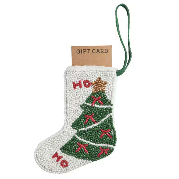 MUD PIE CHRISTMAS TREE BEADED STOCKING ORNAMENT