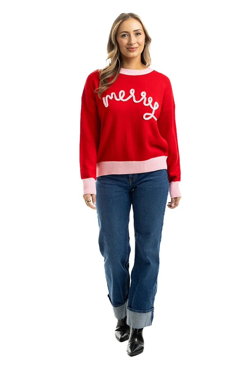 KATYDID MERRY EMBROIDERED KNIT SWEATER