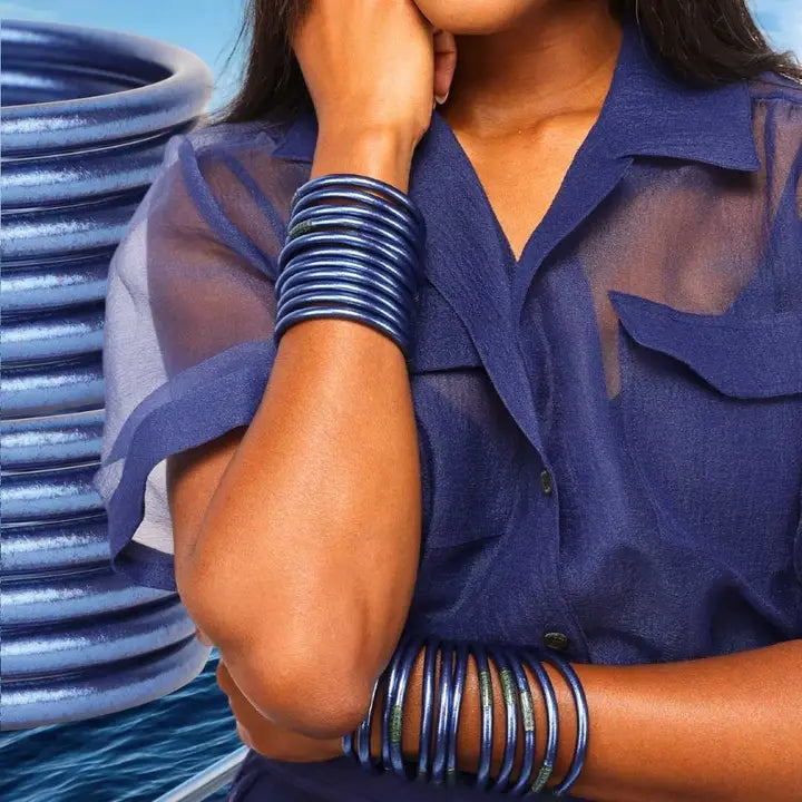 BuDhaGirl Marine All Weather Bangles® (Set of 6) - Serenity Prayer-Medium
