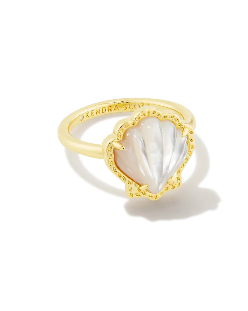 Kendra Scott Brynne Gold Shell Band Ring in Ivory Mother-of-Pearl