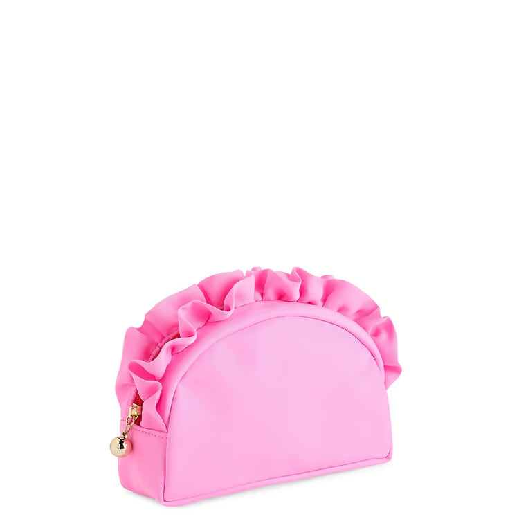 SHIRALEAH SOLID RUFFLE S ZIP POUCH,PINK