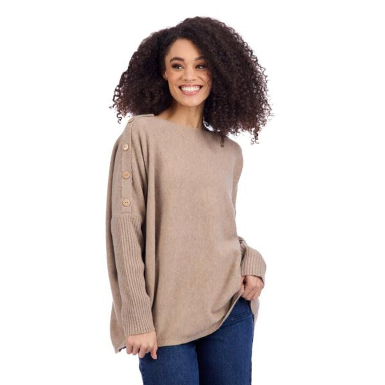 Mud Pie Sheffield Button Sweater - Tan