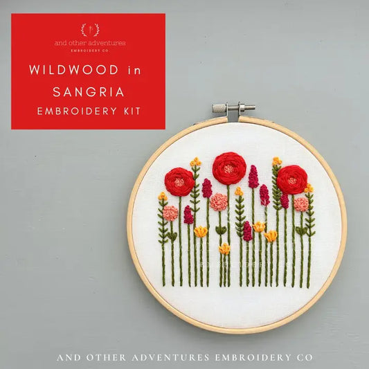 And Other Adventures Embroidery Co Hand Embroidery Kit - Wildwood in Sangria