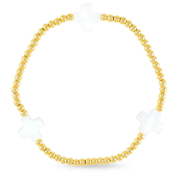 Amanda Blu Stackable Gold Bead Bracelet with Cross | Blu Sky Collection