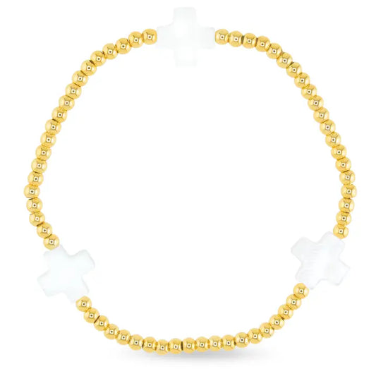 Amanda Blu Stackable Gold Bead Bracelet with Cross | Blu Sky Collection