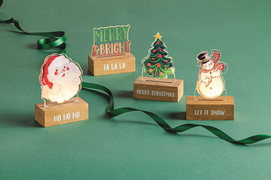 MUD PIE CHRISTMAS ACRYLIC LIGHT-UP SITTERS