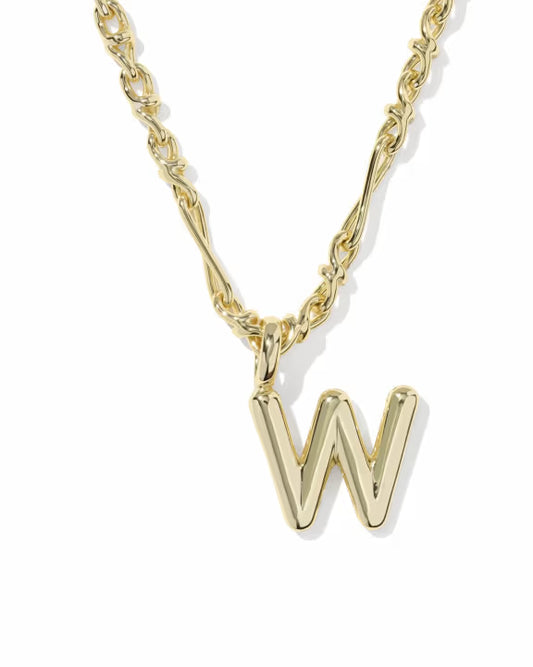 KENDRA SCOTT BUBBLE LETTER W SHORT PENDANT NECKLACE GOLD