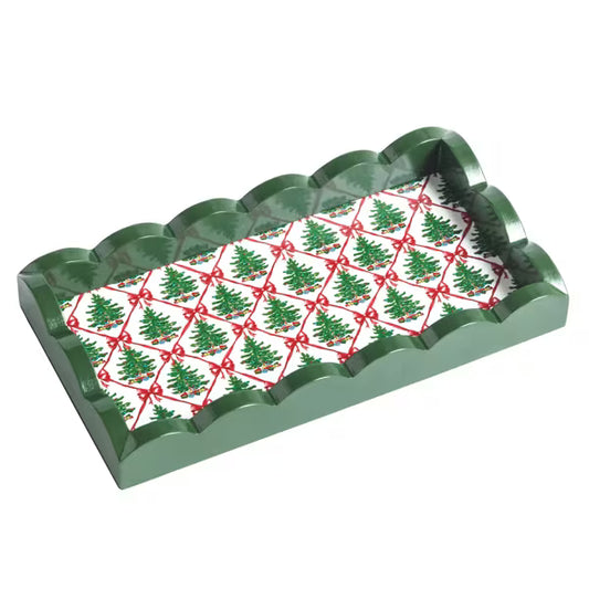 MUD PIE CHRISTMAS TREES SCALLOP TRINKET TRAY