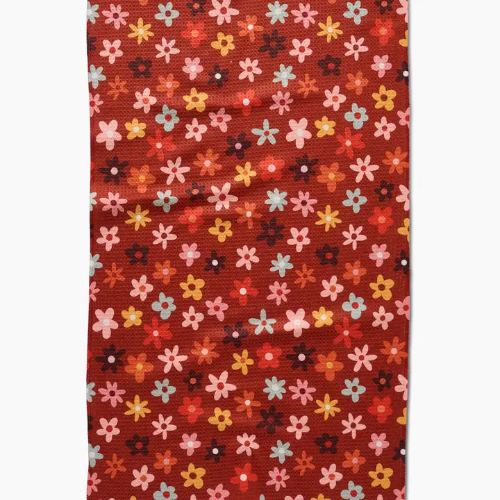 Geometry Field of Fall Daisies Tea Towel