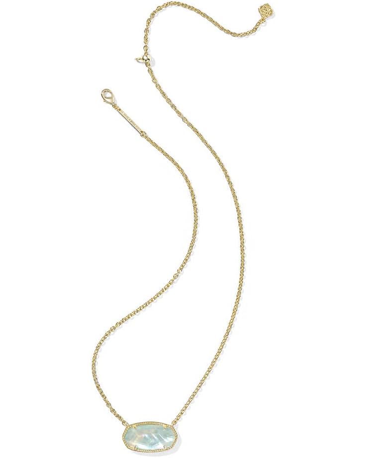 KENDRA SCOTT ELISA STATEMENT SHORT PENDANT NECKLACE GOLD LIGHT BLUE ILLUSION