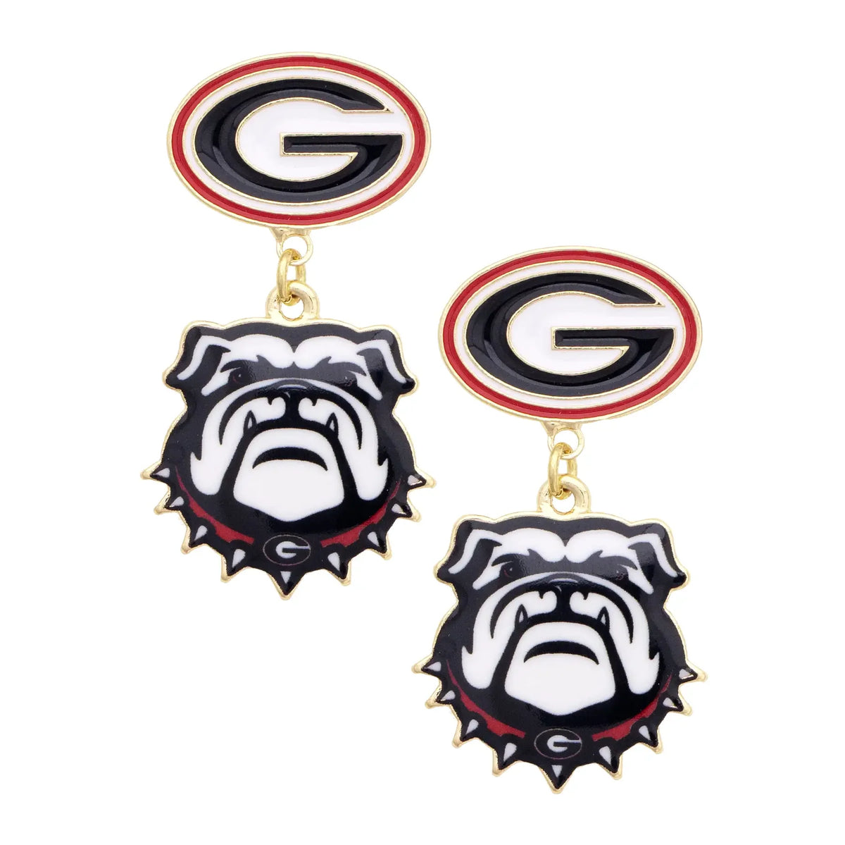 CANVAS STYLE GEORGIA BULLDOGS ENAMEL DROP EARRINGS
