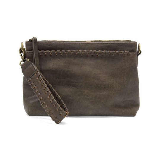 Joy Susan Oakley Whipstitch Topzip Wristlet & Crossbody-Taupe
