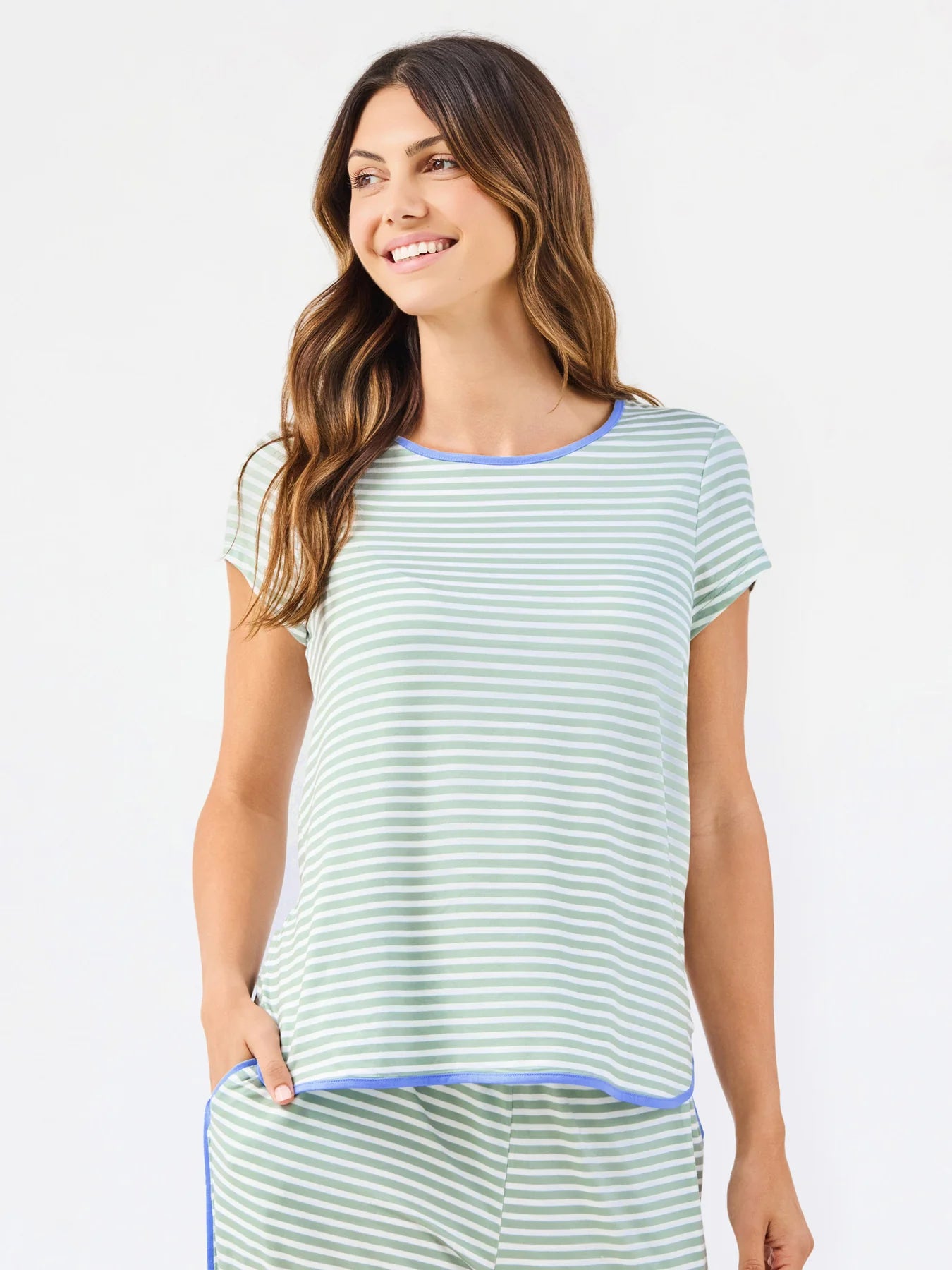 MARY SQUARE Pant Set Melody Green Stripe