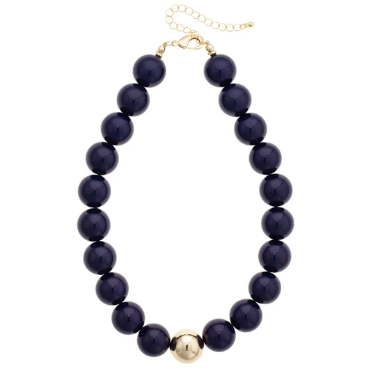 Canvas Style Marjorie Game Day Beaded Necklace-Navy