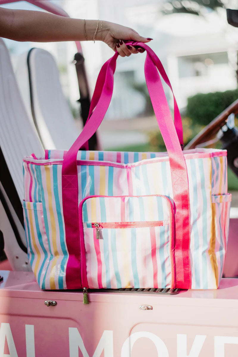 KATYDID MULTICOLORED STRIPES OVERSIZED FOLDABLE TOTE