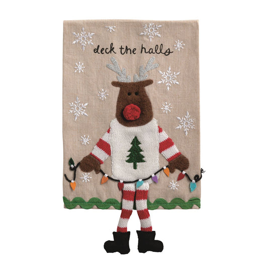 MUD PIE REINDEER DANGLE LEG TOWEL