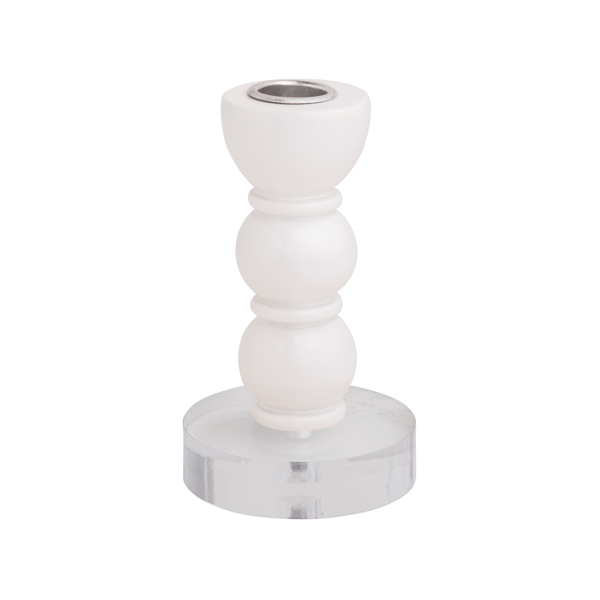 MUD PIE SMALL WHITE RESIN TAPER HOLDER