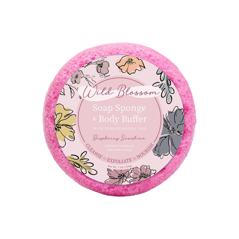 Cait + Co Wild Blossom Soap Infused Body Buffer-Raspberry Sunshine
