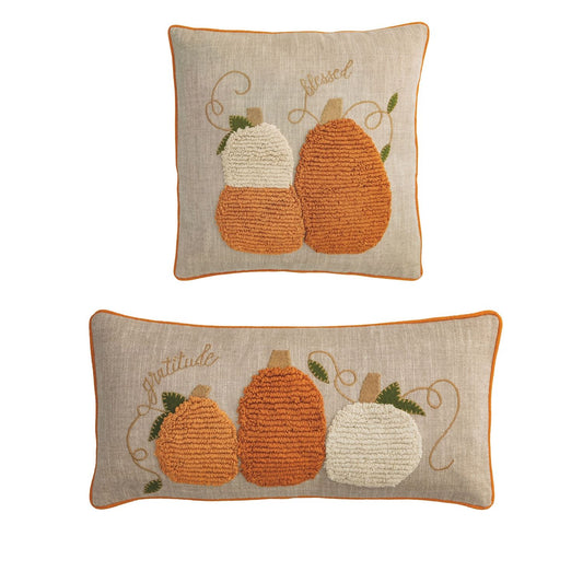 MUD PIE SQUARE TUFTED PUMPKIN PILLOW