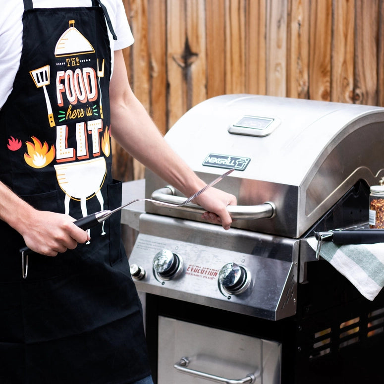 Lavley The Food Here Is Lit Apron - Funny Grilling Apron