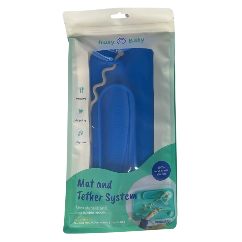 Busy Baby Silicone Placemat - 4 Tether Version-Blue