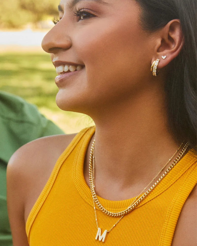Kendra Scott Livy Gold Huggie Earrings in White Crystal