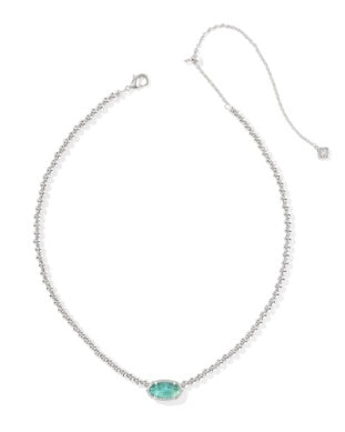 KENDRA SCOTT ELISA BEADED NECKLACE SILVER BRIGHT AQUA ILLUSION