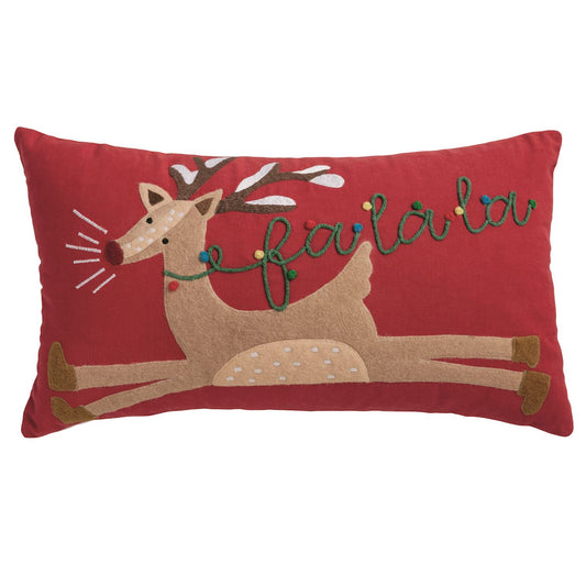 MUD PIE FELT APPLIQUÉ REINDEER PILLOW