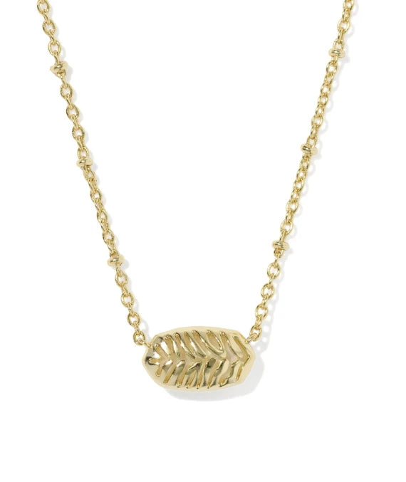 KENDRA SCOTT TIGER STRIPED ELISA SHORT PENDANT NECKLACE GOLD NATURAL MOTHER OF PEARL