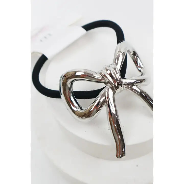 Love and Repeat Metal Bow Ponytail Holder