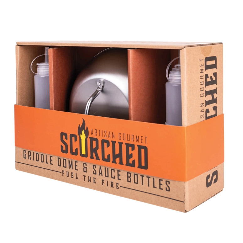 Mad Man Scorched Griddle Dome & Sauce Bottles | Men's Grilling Kit