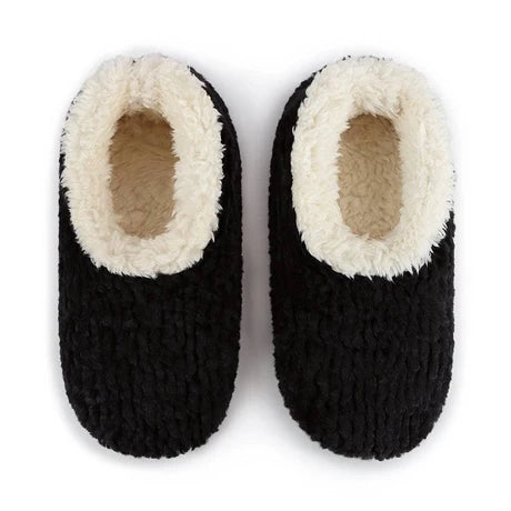 Snoozies! Womens Teddy Bear Faux Fur Slipper With Memory Foam Sole Black