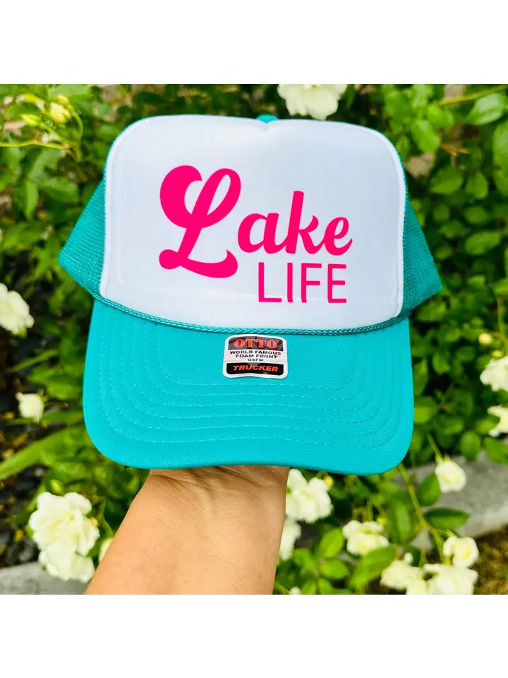 Southern Attitude Designs Inc. Lake Life Dtf Printed Jade & White Trucker Hat