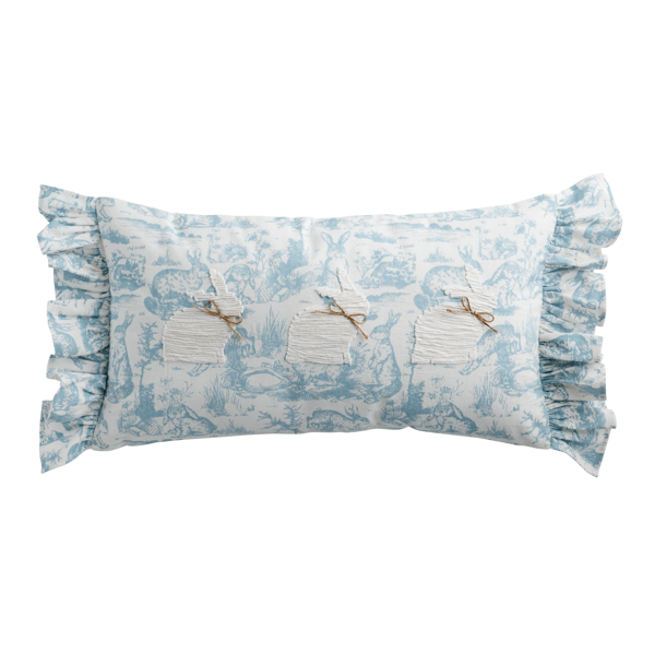 MUD PIE LUMBAR TOILE BUNNY PILLOW