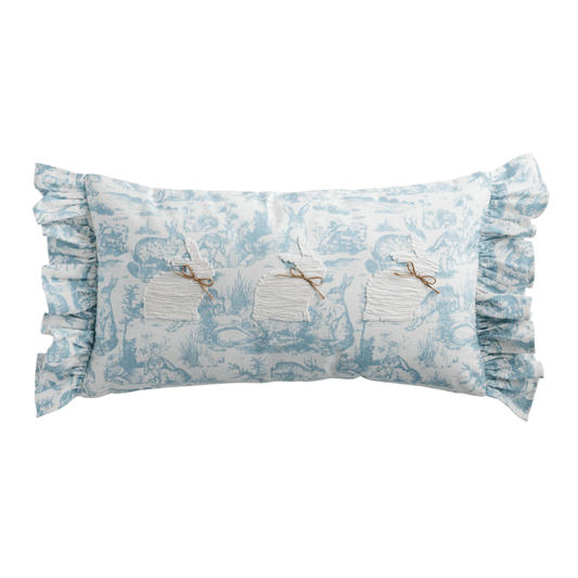 MUD PIE LUMBAR TOILE BUNNY PILLOW